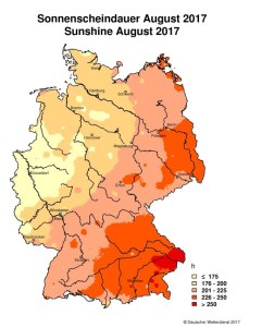 Deutscher Wetterdienst Sonnenstunden August