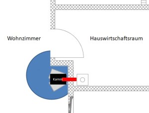Position Kamin mit Bodenplatte drehbar