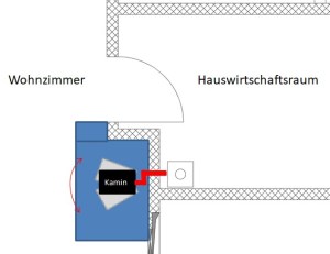 Position Kamin mit Bodenplatte Fliesen